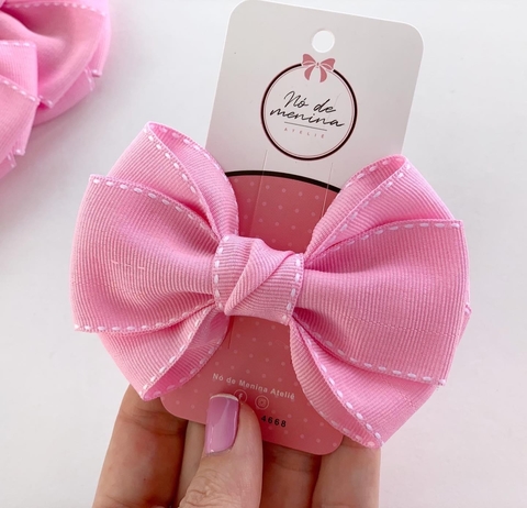 Laço Liz (G) rosa bebê pesponto