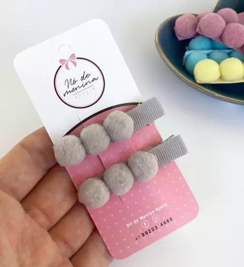 Parzinho Pompom cinza