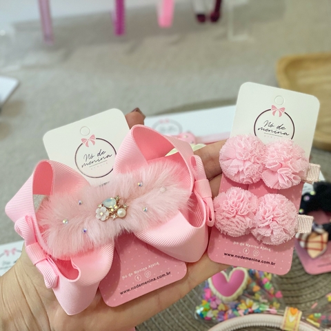 Kit Laço Ana (G) + Par Pompom