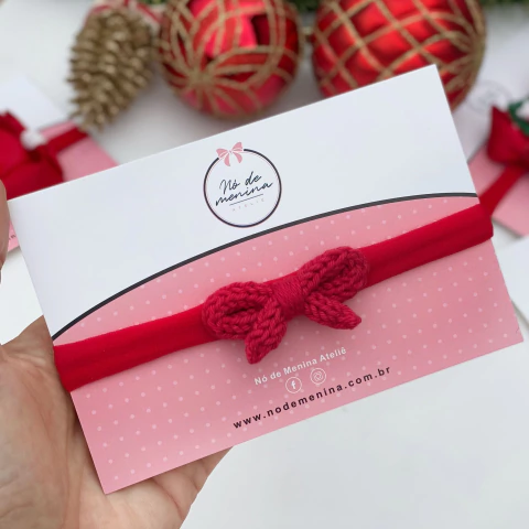 faixa Lacinho crochê vermelho