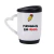 Caneca de cerâmica com alça de coração com tampa de silicone 365ml - Personalize aqui! - loja online