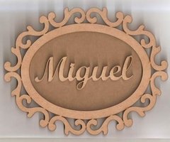 Moldura Oval Arabesco 42cm Com Fundo + Nome 10x27cm