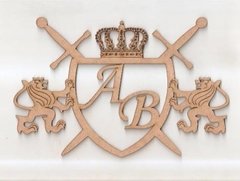 Brasão Escudo Leão 60cm Personalizado Letra Ou Número