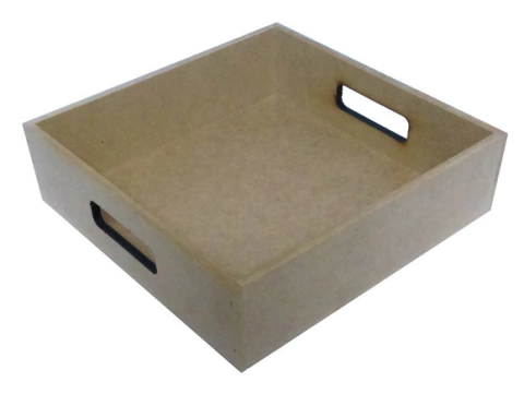 Bandeja Lisa Quadrada 33x33x06cm com Alça