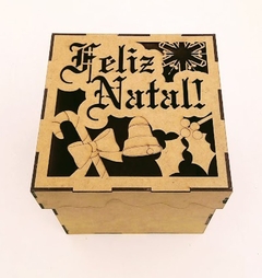 Caixa Panetone 16x16cm Tampa Neve Feliz Natal 500gr
