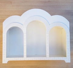 Capela Tripla para 3 Imagens 20cm Pintada - Atelier da Madeira
