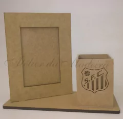 Porta Retrato 10x15cm Liso Base e Porta Lapis Times - Atelier da Madeira