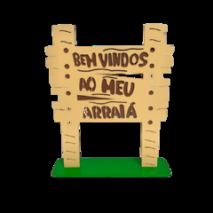 Placa Madeira Bem Vindo ao Nosso Arraiá 35cm Base