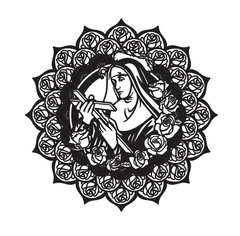 Mandala Santa Rita Rosas 40cm Pintada - comprar online