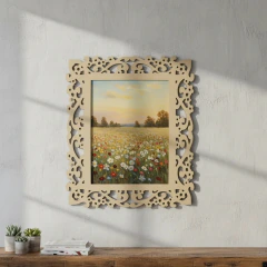 Moldura Retangular Flor 80x100cm - Pintado - Atelier da Madeira
