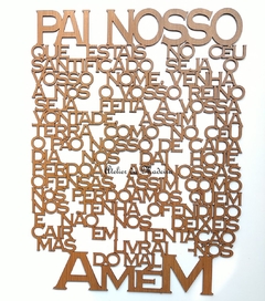 Painel Oração Pai Nosso 60x90cm Patinado - Atelier da Madeira