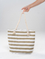 Striped Canvas Bag With Braided Rope - Aleccra