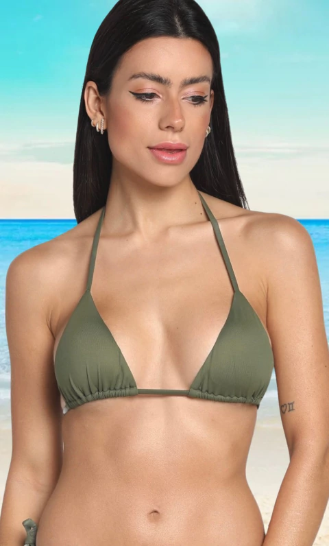 Top Biquíni Cortininha Verde Oliva