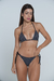 Braguita de Bikini Estampado de Lunares Negro con Lazos en los Lados - comprar online