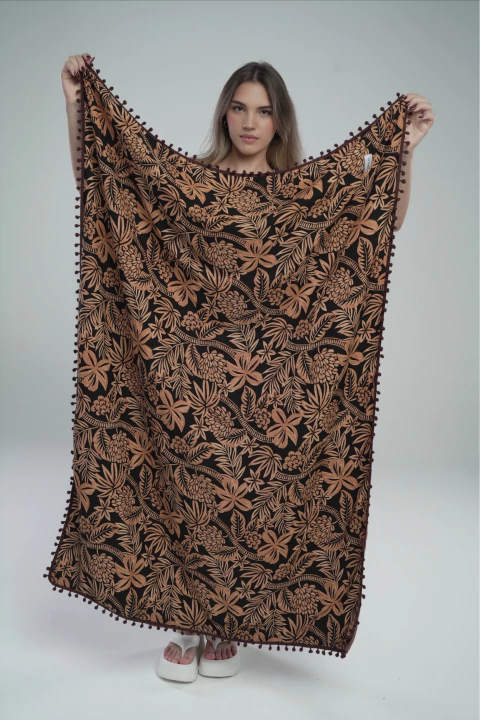 Canga Toalha Estampa Raízes Tropicais