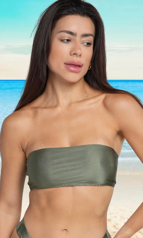 Top Biquíni Faixa Alvorada Verde Oliva