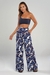 Pantalón Palazzo Zete con Estampado de Hojas Azules - comprar online