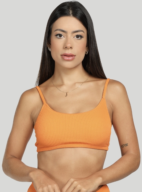 Top Biquíni Alcinha Canelado Laranja