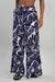 Pantalón Palazzo Zete con Estampado de Hojas Azules