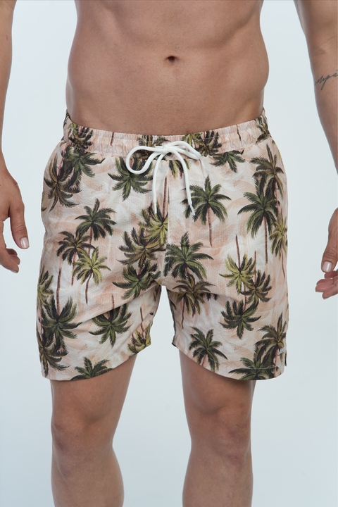 Shorts de Praia Masculino Estampa Coqueiros