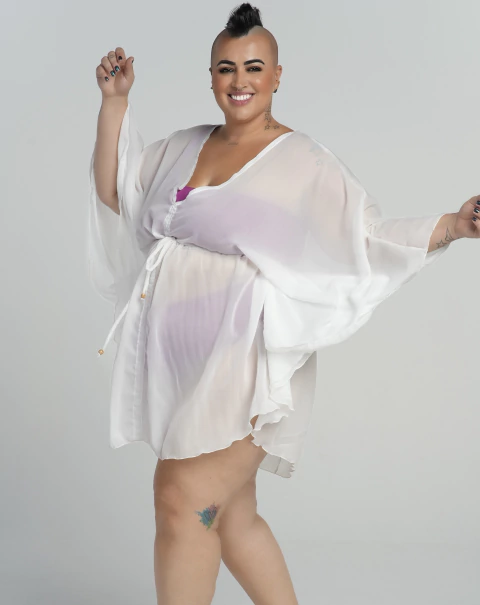 White WONDER Beach Kaftan Cover-Up
