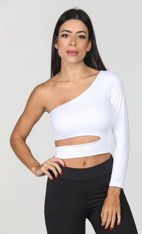 Cropped Um Ombro Só Branco - comprar online