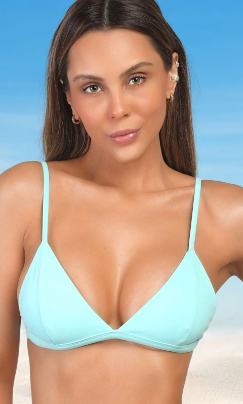 Aqua Green Triangulo Bikini Top