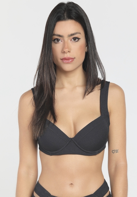 Ribbed Black Larissa Bikini Top