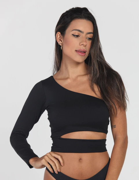 Recortada De Un Hombro Negro - tienda online