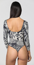 3/4 Sleeve Black Leaf Print Swimsuit - buy online