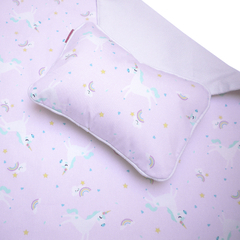 Acolchado Cuna + Almohadón de Regalo Modelo Unicornios Rosa