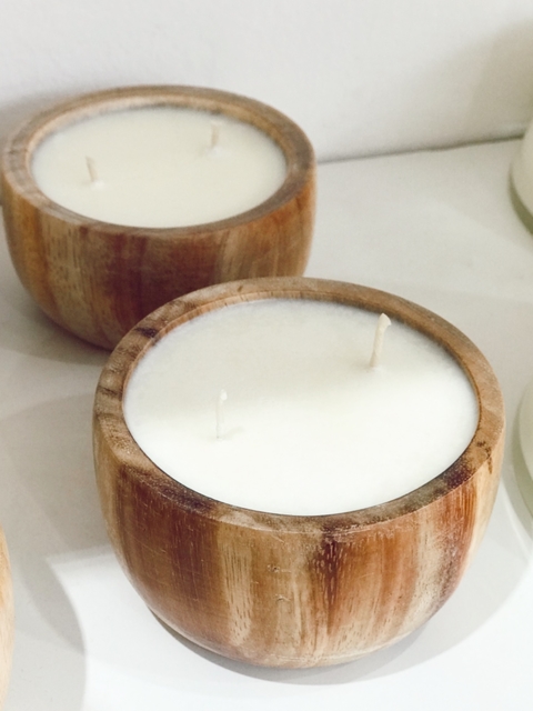 Vela cuenco madera