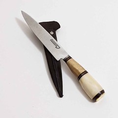 Cuchillo 14cm cabo madera y ciervo de acero inoxidable