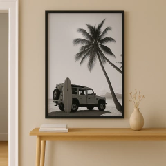 Cuadro Foto BYN Palmera Surf Camioneta (IND-1147) en internet