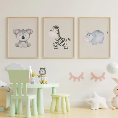 Combo x3 Cuadros Infantiles Animalitos Selva (COM-305) - Deco Factory