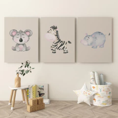 Combo x3 Cuadros Infantiles Animalitos Selva (COM-305) en internet
