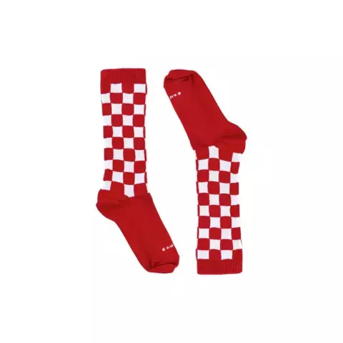 Meia 3/4 Quadriculada Vermelha