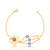 Pulseira com flor e detalhes em zircônias azuis, banho de ouro 18k. estilo delicado e elegante. Ana Tereza Semijoias