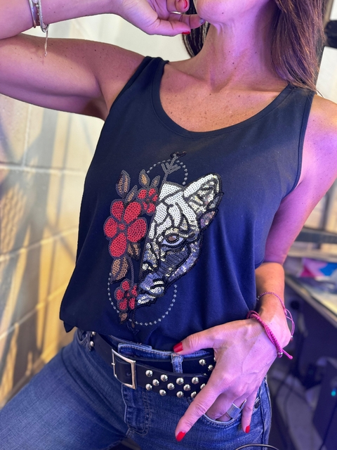 Musculosa bordada Tigre