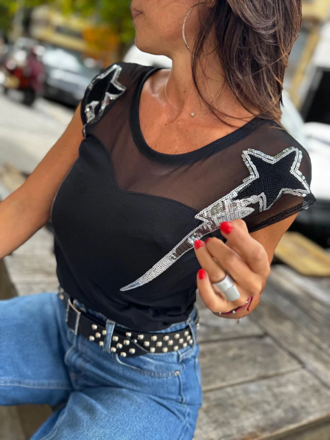 Remera Tul Charretera Estrella