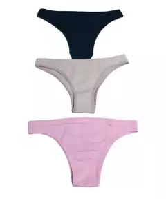 Kit 3 Calcinhas Hoahi Tanga sem Costura Algodão - comprar online