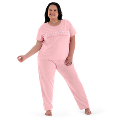 Pijama Feminino Zee Rucci Manga Curta Com Calça Plus Size