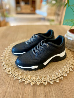 ZAPATILLA MARINA CUERO NEGRO - De Pueblo