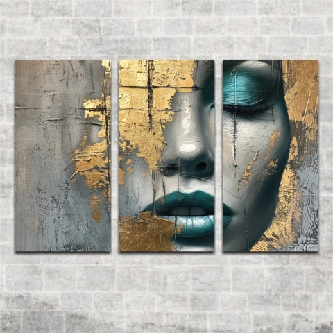 Triptico Moderno Abstracto Woman Gold