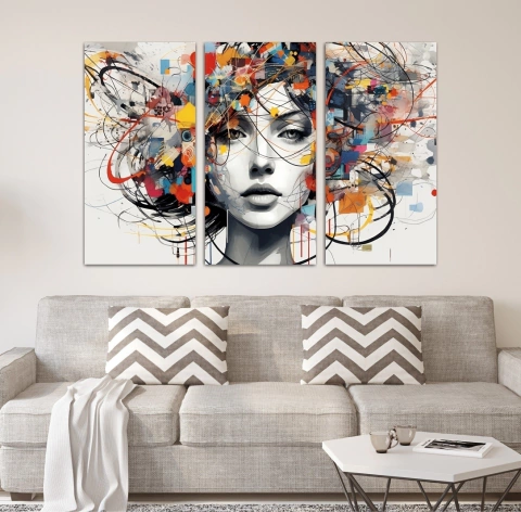 Triptico Moderno Abstracto Mujer Colores 2