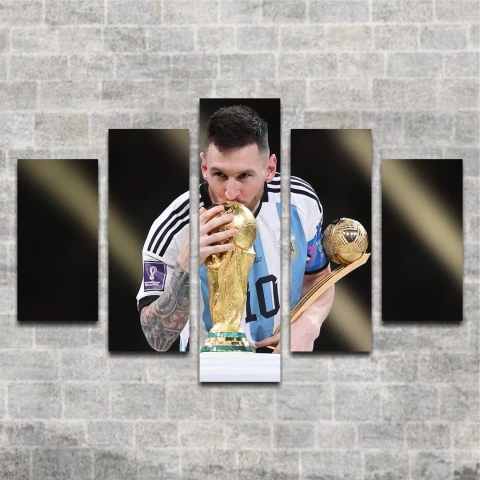 Cuadro Poliptico Messi Qatar