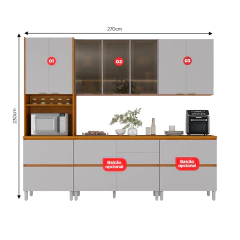 Cozinha Itatiaia Lúmina 3 Módulos 270cm em MDF - comprar online