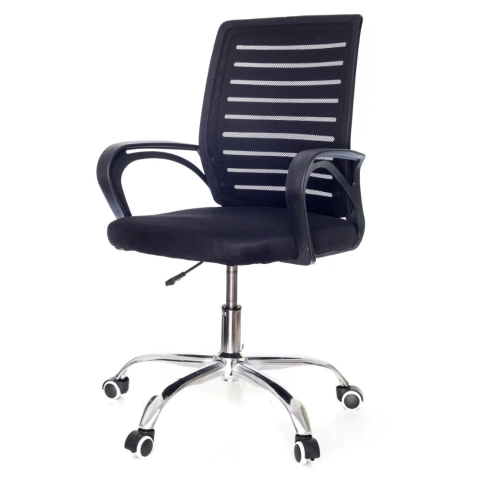 Cadeira De Escritorio Com Base Cromada Prizi Venice - Preta