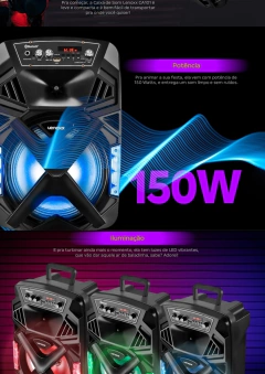 Caixa Amplificada Portátil CA101 Lenoxx - 150W, Bluetooth, Leds, Display Digital, Função Karaokê - loja online