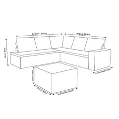 Sofá de Canto Livelo com Puff - Bom Pastor - loja online